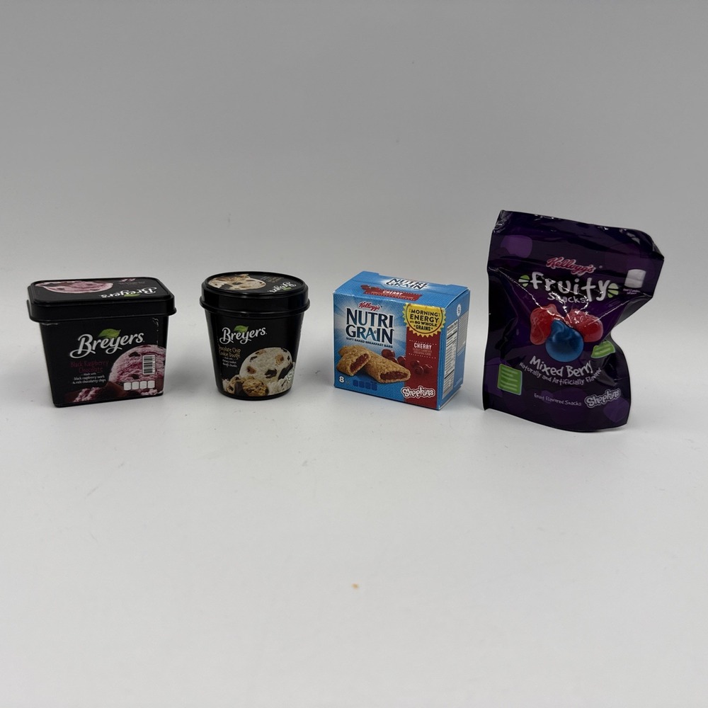 Lot Of 4 Shopkins Mini Brands Grocery Food Ice Cream Treats Good Used Condition